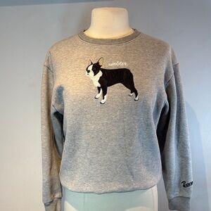 Ambler Paris Boston Terrier grey crewneck sweatshirt size small
